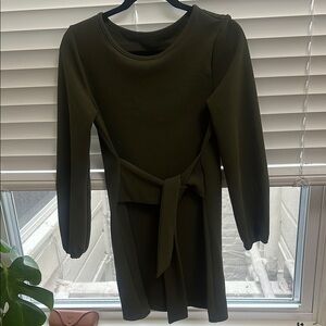 Tie Waist Olive Green Dress